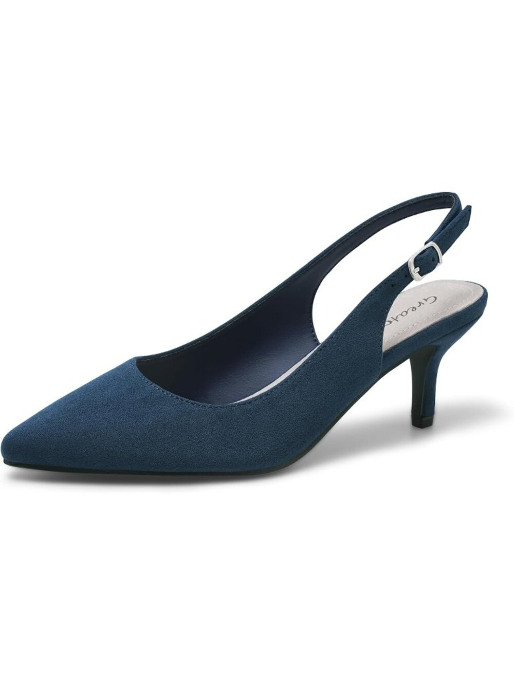 Women’s Dark Blue Low Heel Pumps Pointed Toe Kitten Heels Wedding Party Shoes